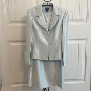 Classic all silk baby blue sheath and matching jacket. Ann Taylor Size 6 Petite